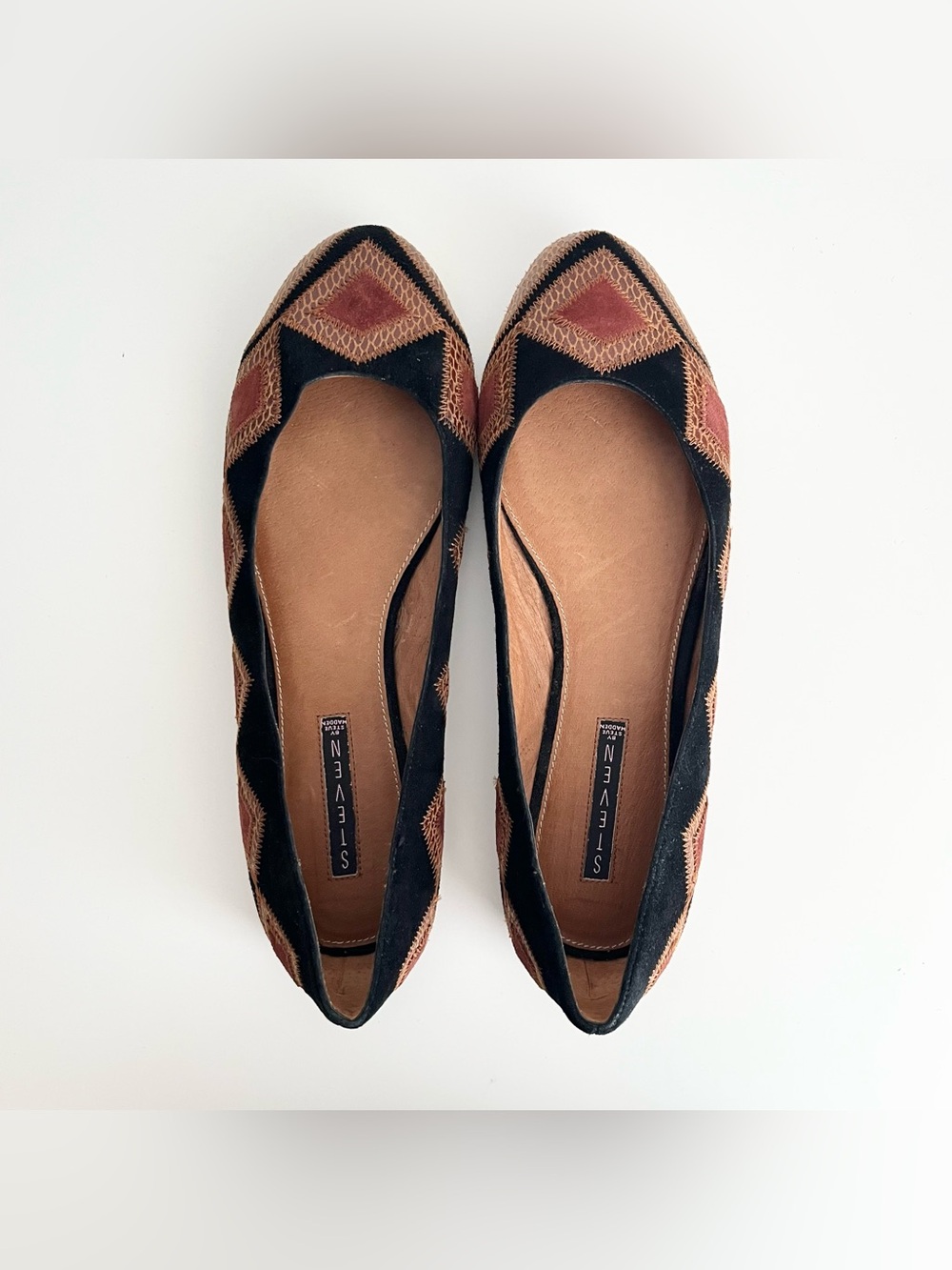Steven by Steve Madden Women's Flats Shoes Size 10 Black Suede Brown Southwest
